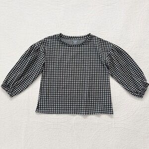Old Navy Girl's Long Sleeve Jacquard Shirt, B/W Check Sz L 10-12